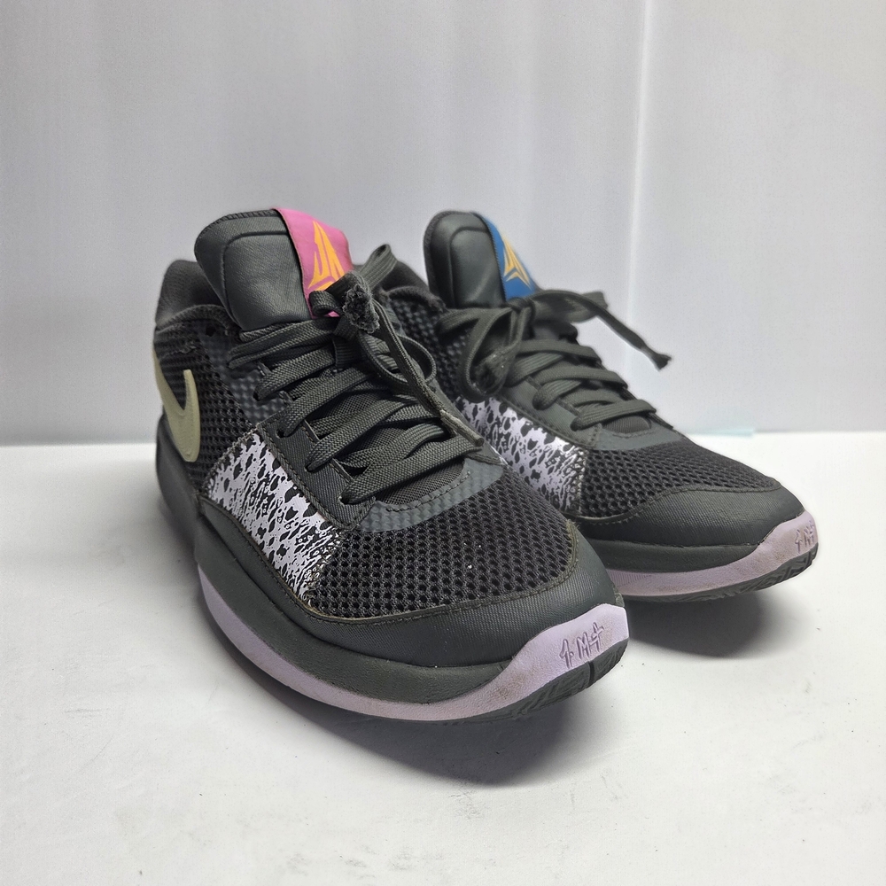 Nike Grey Low-Top Sneakers with Pink & Blue Accents